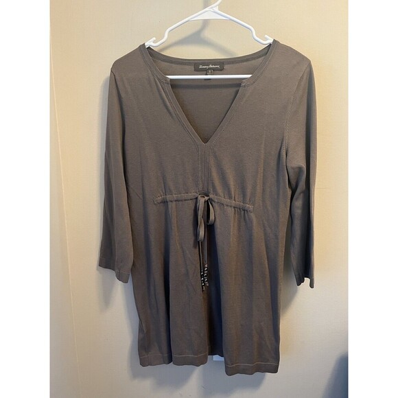 Tommy Bahama | Small | Silk Blend V-Neck 3/4 Sleeve Sinched Tie Waist Tunic Top - Picture 1 of 8